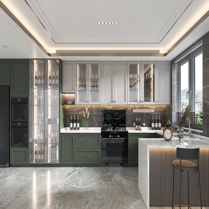 Mueble <span class=keywords><strong>de</strong></span> Cocina Personalizado para Toda la Casa, <span class=keywords><strong>Isla</strong></span> Multifuncional con Botellero, Soporte para Copas, Enfriador <span class=keywords><strong>de</strong></span> Vino, Madera Maciza <span class=keywords><strong>de</strong></span> Roble Moderna Resistente al Agua - Product Image 3