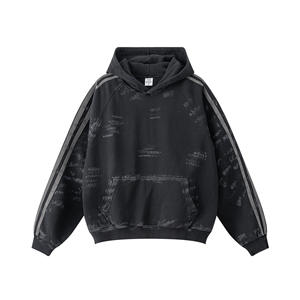 Felpa con cappuccio con Logo personalizzato e lavaggio acido maglione 100% cotone invernale con stampa digitale a tinta unita con colletto con cappuccio - Product Image 6