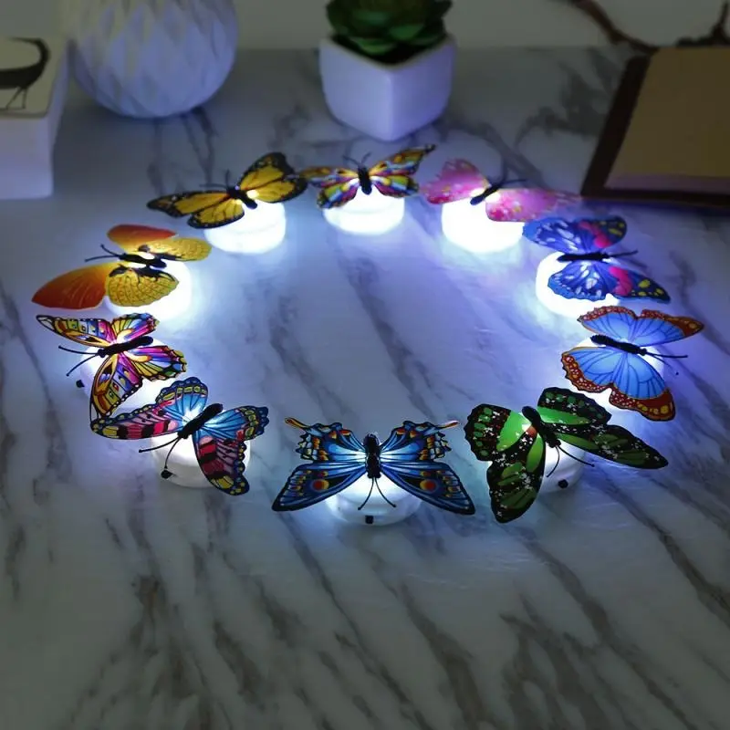 Geburtstags geschenk 120 Stück Selbst klebende bunte Kinder Kinder Schlafzimmer Nachtlichter Schmetterling Nachtlicht Schmetterling LED Lampe