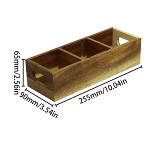 Brown Solid <strong>Wooden</strong> Boxes Desktop Decoration Wood <strong>Storage</strong> <strong>Box</strong> with Handle and Removable Partition - Product Image 6