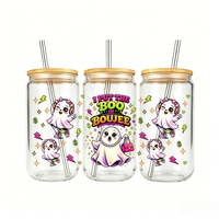 Fantôme Mignon Halloween UV DTF Wrap Imperméable Autocollant Transfert Amusants pour Tasse Verre Décoration de Fête