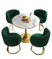 YH Café Moderno Personalizado Loja de Ferro Forjado Ouro, Mobiliário de Restaurante, Bar, Mármore, Mesa de Café com 4 Cadeiras
