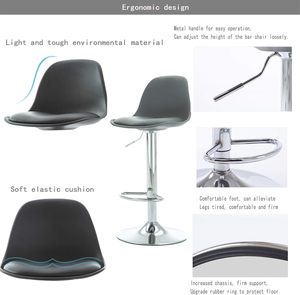 Taburete de silla de barra giratorio de plástico personalizado alto de altura de mostrador ajustable moderno comercial con respaldo para Barra de cocina - Product Image 2