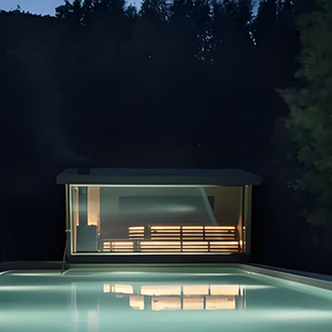 Sauna a Vapore Moderna Finlandese Personalizzata per Esterni in Legno di Cedro Rosso con Stufa Elettrica a Infrarossi per Tutto il Corpo - Product Image 3