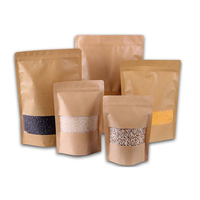 Bolsas de Papel Kraft Autoportantes y Autosellables con Ventanas, Bolsas de Papel Kraft Grueso para Nueces, Té, Alimentos y Frutos Secos