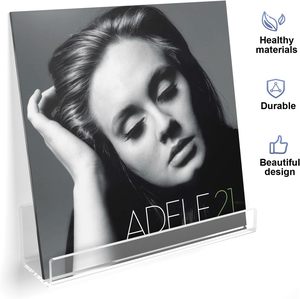 Estante de acrílico moderno sostenible para discos, montaje en pared, soporte de álbum de tamaño personalizado de melamina transparente de 12 pulgadas, estantes flotantes para - Product Image 4