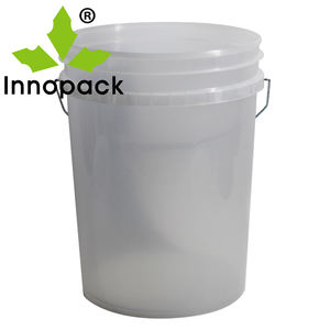 Seau en plastique vierge PP blanc de 20 L avec couvercle uni, poignée métallique, qualité alimentaire, eau, huile, marque Innopack, certifié ISO9001 HACCP, paroi de 2,0 mm - Product Image 6