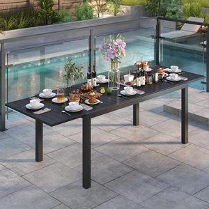 <span class=keywords><strong>Tavolo</strong></span> da Pranzo Estensibile da Esterno <span class=keywords><strong>Marrone</strong></span> per 6-8 Persone, <span class=keywords><strong>Tavolo</strong></span> da Cucina Espandibile in Alluminio con Foro per Ombrellone, Design Salvaspazio - Product Image 1