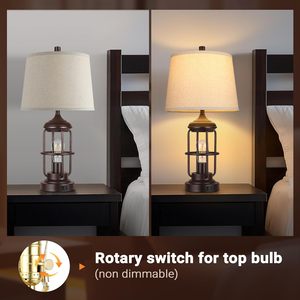 Table <b>Lamp</b> Set Of 2 With USB Ports <b>Touch</b> Control Dimmable <b>Bedside</b> <b>Lamp</b> Farmhouse Rustic Style - Product Image 6