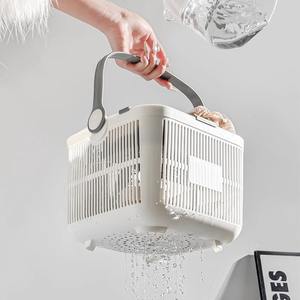 Panier de bain portable rectangulaire 10-20L avec séparation sec/humide pour rangement des articles de toilette de salle de bain - Product Image 2