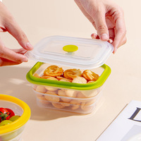 Vente en gros Ensemble de 4 pièces moderne transparent carré en silicone pour le stockage des aliments Emballage alimentaire pliable pour le déjeuner Bento