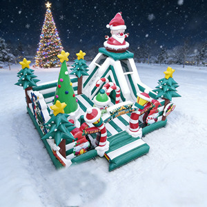 Château gonflable commercial Père Noël et Bonhomme <span class=keywords><strong>de</strong></span> neige en PVC avec garantie <span class=keywords><strong>de</strong></span> 3 ans, capacité supérieure à 500 kg pour enfants - Product Image 2