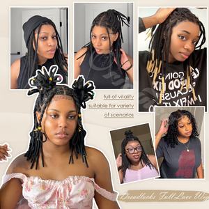 Originea, Nuevo, Cabello Humano Brasileño Natural, Rastas Interconectadas, Pelucas con Frente de Encaje Completo, Peluca de Rastas para Mujeres y Hombres - Product Image 5