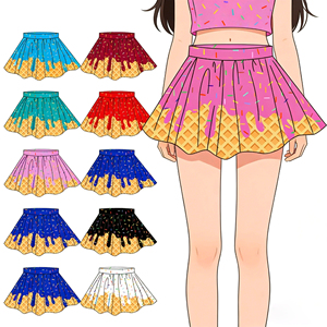 Ropa de Yoga para Niñas: Falda Pantalón con Diseño de Helado y Chispas, Novedosos Diseños de Moda Personalizada para Niñas Pequeñas, Ideales para Jugar Tenis - Product Image 1