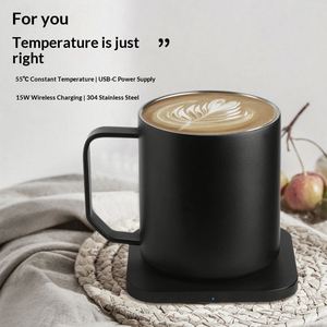 Produit en gros : Tasse à café en céramique intelligente à chargement sans fil rapide 15W avec thermostat et isolation thermique pour usage au bureau - Product Image 1