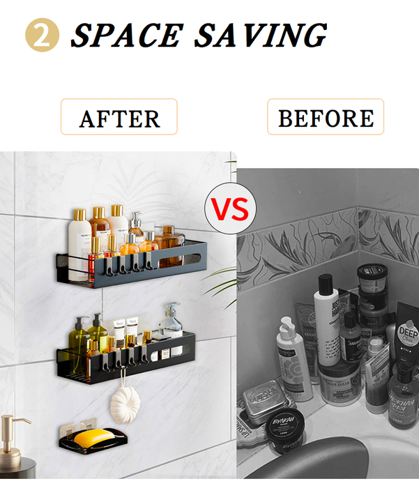 5 Pack Hanging Shower Caddy Strong Adhesive Bathroom Organizer