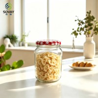 Pot en verre alimentaire à large ouverture de 500 ml, récipient vide haute transparence pour produits fermentés et emballage de confiture en détail