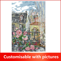 Kits de broderie en gros : Ensemble de couture « The Morning in Paris » – Kits de démarrage pour point de croix avec motifs, cercle, aiguilles et fils