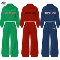 Fabricants de vêtements Y2K – Nouvelle collection automne-hiver : Survêtement 2 pièces personnalisé avec broderie de patch, sweat-shirt demi-zip et pantalon large