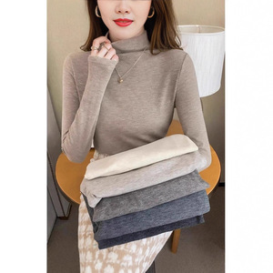 Women's Cashmere Turtleneck Base Layer Top 280g Soft Long Sleeve Solid Color Autumn Winter Spring Wear - Product Image 1