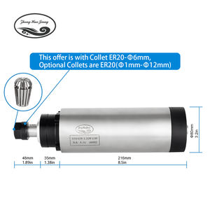 Zhong Hua Jiang ER20 80mm 2.2KW 110V/220V Motor de Husillo CNC Refrigerado por Aire con Kit VFD para Taladrado y Grabado, con Conexión BT30 para Fresadora de Punta - Product Image 3