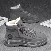 Chaussures de marche thermiques résistantes au froid avec doublure épaisse en fourrure, bout spacieux, fermeture éclair latérale, résistantes aux rayures, pour la conduite et la sécurité
