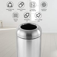 Poubelle extérieure en acier inoxydable de grande capacité avec couvercle, ouverture supérieure, bac amovible - Usage commercial (Argent)