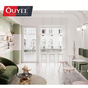 Comptoir de présentation permanent en bois personnalisé de conception moderne de magasin de thé au lait - Product Image 6