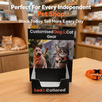 Présentoir de comptoir en carton imprimé sur mesure pour cartes de visite de magasin d'animaux, support de brochure promotionnelle de bureau