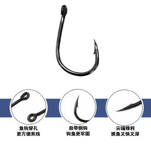 Hameçon de pêche avec trou 3-12 #   Matériel de pêche en rivière en métal haute résistance, 500 pièces, durable pour une utilisation en extérieur - Product Image 1