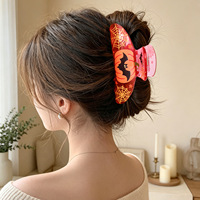 Pinces à cheveux en acrylique Halloween, grandes pinces antidérapantes en forme de citrouille, chauve-souris, crâne, toile d'araignée, accessoires de cheveux pour femmes pour les fêtes