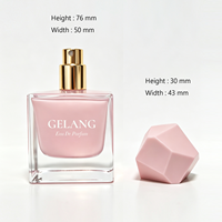 Flacon de parfum rose élégant 50 ml, flacon de parfum carré en verre 30 ml 100 ml, flacon de parfum vide avec emballage boîte