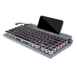 OEM IDM Retro Design Mechanical Keyboard Gaming TKL BT RGB Gaming Keyboard Manufacturer Multimedia Function With Grooves