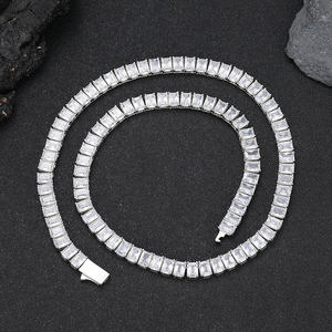 Collar de cadena de tenis Chapado en plata NOUYA para mujer, piedras de circón Baguette de 6mm, joyería fina de Hip Hop, cadenas de tenis - Product Image 5