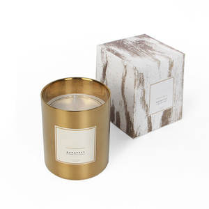 Decorativo regalo de boda, velas de soja de <span class=keywords><strong>coco</strong></span> perfumadas con fragancia personalizada de lujo en tarro de cristal dorado con caja de regalo negra - Product Image 4