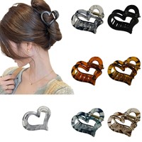 Nouvelle pince à cheveux carrée moyenne en plastique de 4,5 cm pour femme, motif léopard rétro, demi-papillon, fleur, style DREAM FASHION, pour l'export.