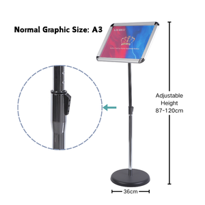 Support de signalisation en acrylique transparent avec base métallique, présentoir professionnel au sol pour l'information, la marque et la signalétique - Product Image 4