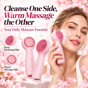 Brosse nettoyante sonique rechargeable rose en silicone pour le visage, masseur facial pour un nettoyage en profondeur, outil de soin imperméable - Product Image 1