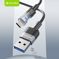 BAVIN nilon jalinan CB296 hitam usb Tipe c mikro telepon seluler kabel data pengisi daya