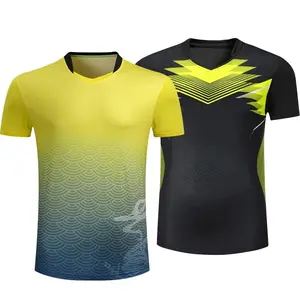 Chemise de sport en polyester bon marché, maillot de badminton, haut pour hommes et femmes, séchage rapide, respirant, vêtements de tennis, T-shirt de course