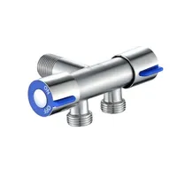Robinet de salle de bain double contrôle double poignée robinet d'eau froide en acier inoxydable robinet de machine à laver robinet triangulaire