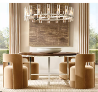 Table à manger RH OEM Benoit, style contemporain minimaliste, plateau en métal et bois imperméable, mobilier de luxe pour la maison, restaurant, villa