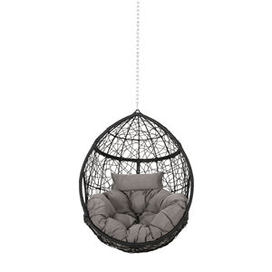 Chaise suspendue d'extérieur moderne avec cadre en rotin PE et en fer, chaîne de 8 pieds pour balançoires de patio - Product Image 1