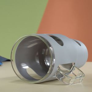 Mug isotherme en verre avec couvercle en bambou, 32 oz, gaine en silicone antichoc, poignée ergonomique, pour l'hydratation quotidienne en extérieur - Product Image 1