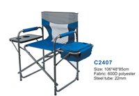 Chaise de camping pliante compacte OEM avec cadre en acier, table et glacière intégrées pour adulte