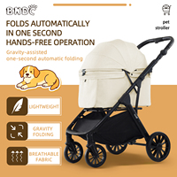 Poussette pliable automatique pour animaux de compagnie avec rideaux d'intimité, maille respirante et panier de rangement, légère pour animaux de compagnie de petite/moyenne taille