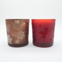 Bougies Artisanales en Verre Sablé avec Feuilles d'Érable – Contenants en Verre Recyclable – Bougies Personnalisées pour Fêtes et Décoration Intérieure