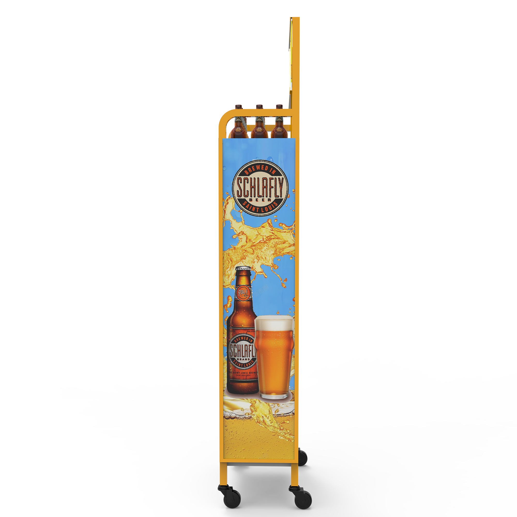 Apache Logo Panel Changeable Metal Tray Lite Beer Display Rack with Wheels — view 5