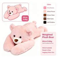 Ours en peluche lesté doux 60 cm rose, animal en peluche pour dormir et câliner, compagnon pour enfants, stock disponible, prêt à être expédié