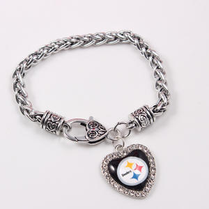 Oakland Raiders <span class=keywords><strong>Outlet</strong></span> สร้อยข้อมือโลหะประดับเพชรรูปหัวใจ32ทีมสร้อยข้อมือสำหรับใส่เล่นกีฬา - Product Image 3
